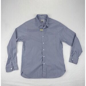 J.Crew Mens Classic Fit Blue White Striped Cotton Button Down Shirt Size M